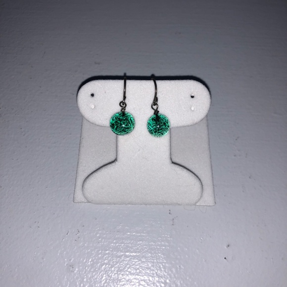 Green Metallic Foil Earrings - Picture 1 of 6
